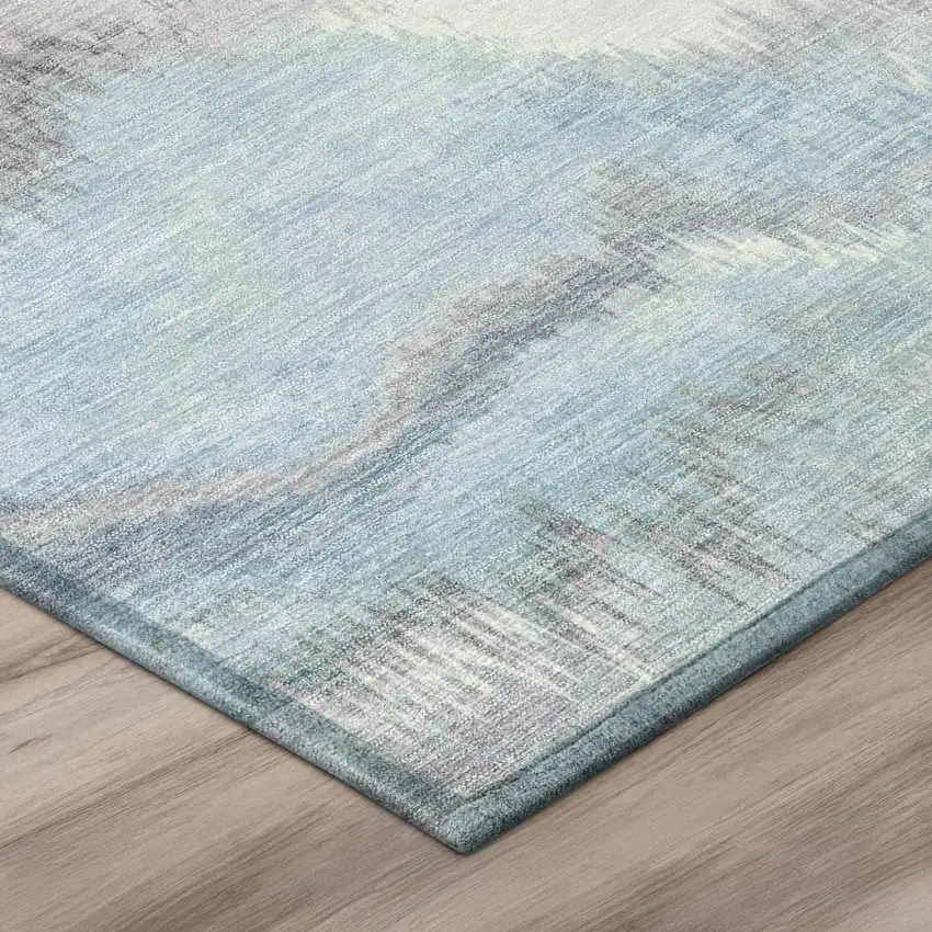 Sky Blue And Blue Abstract Washable Indoor Outdoor Area Rug Photo 4