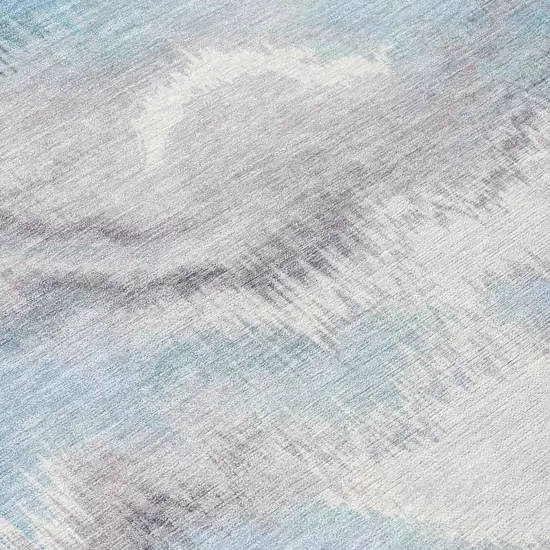 Sky Blue And Blue Abstract Washable Indoor Outdoor Area Rug Photo 5