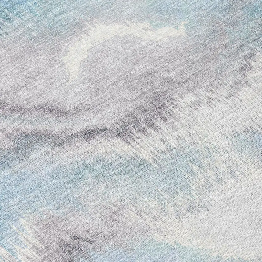 Sky Blue And Blue Abstract Washable Indoor Outdoor Area Rug Photo 5