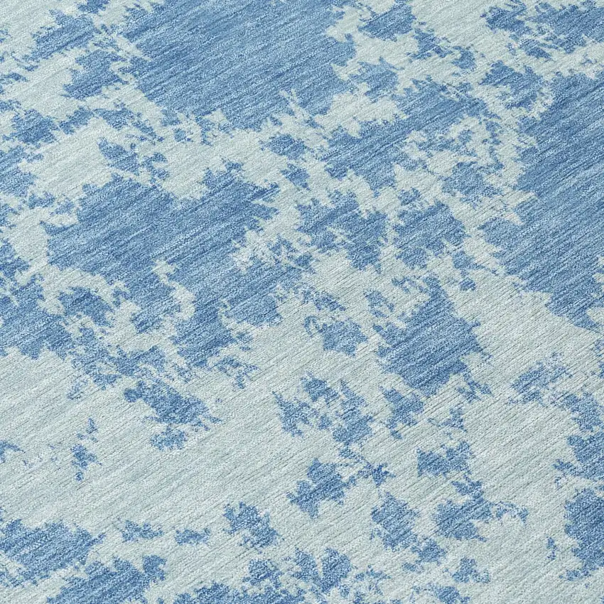 Sky Blue And Blue Abstract Washable Indoor Outdoor Area Rug Photo 5