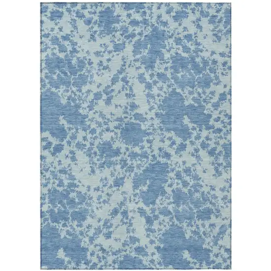 Sky Blue And Blue Abstract Washable Indoor Outdoor Area Rug Photo 1