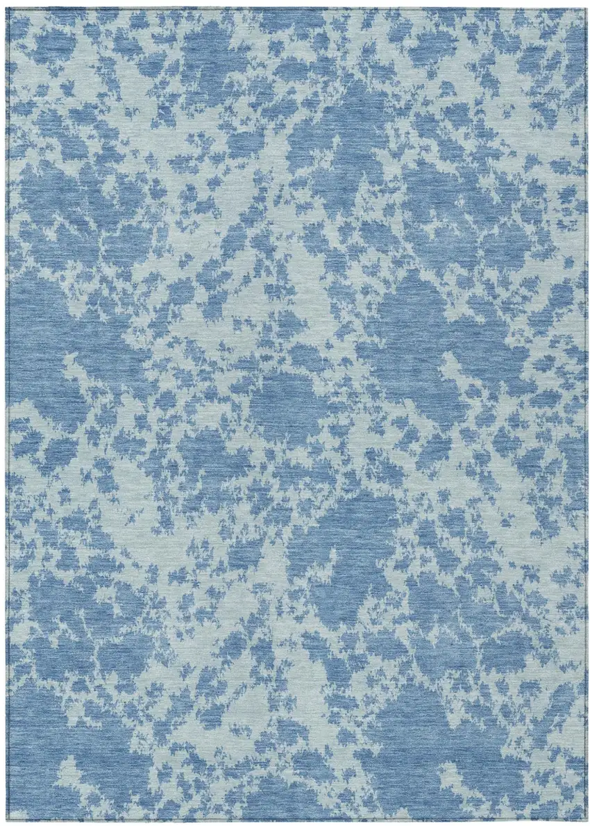 Sky Blue And Blue Abstract Washable Indoor Outdoor Area Rug Photo 1