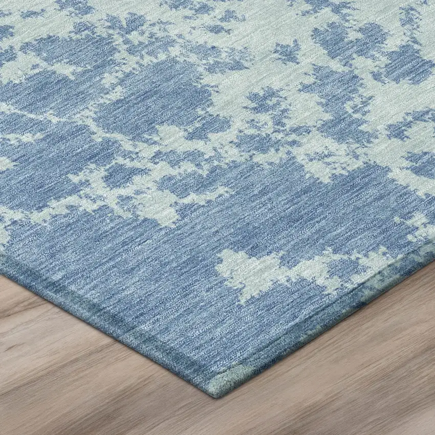 Sky Blue And Blue Abstract Washable Indoor Outdoor Area Rug Photo 4