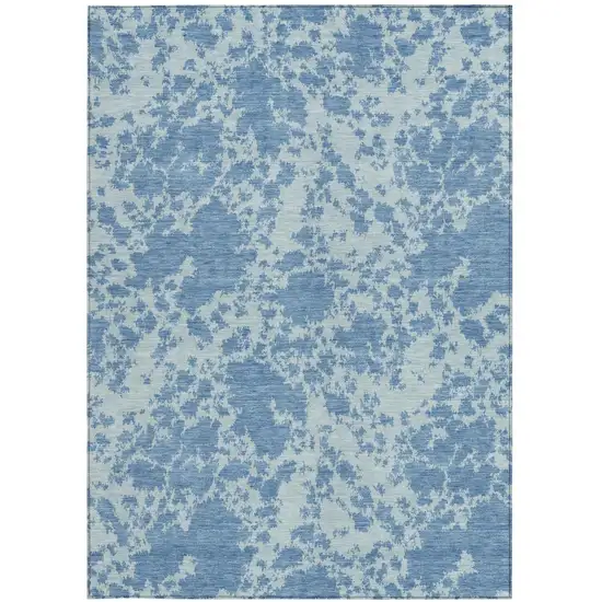 Sky Blue And Blue Abstract Washable Indoor Outdoor Area Rug Photo 3