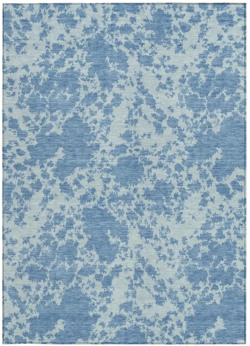 Sky Blue And Blue Abstract Washable Indoor Outdoor Area Rug Photo 3