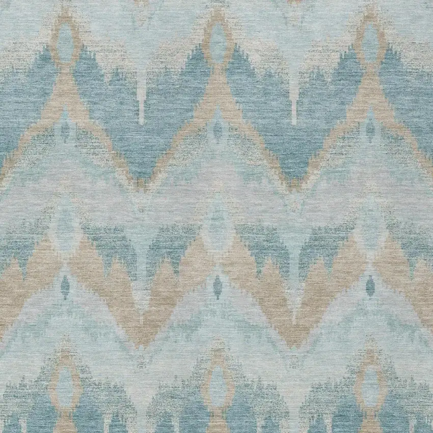 Sky Blue And Blue Abstract Washable Indoor Outdoor Area Rug Photo 2