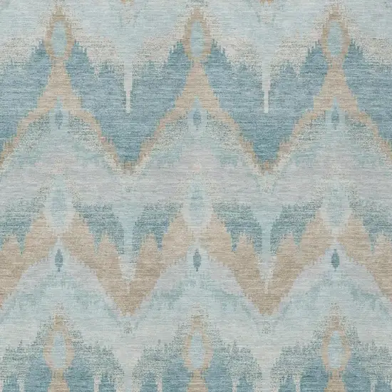 Sky Blue And Blue Abstract Washable Indoor Outdoor Area Rug Photo 2