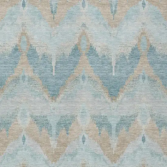 Sky Blue And Blue Abstract Washable Indoor Outdoor Area Rug Photo 3