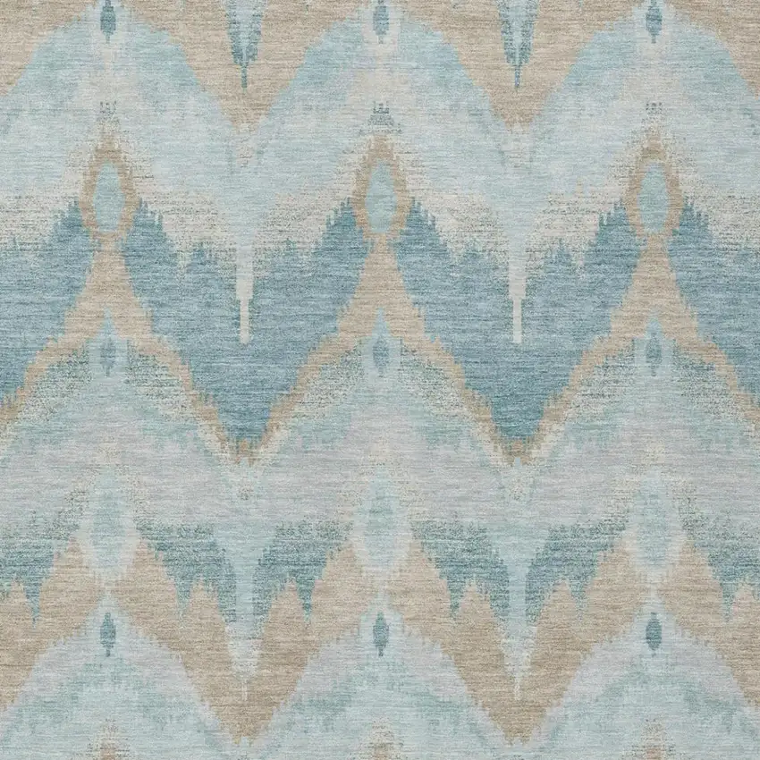 Sky Blue And Blue Abstract Washable Indoor Outdoor Area Rug Photo 3