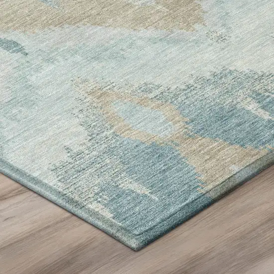 Sky Blue And Blue Abstract Washable Indoor Outdoor Area Rug Photo 4