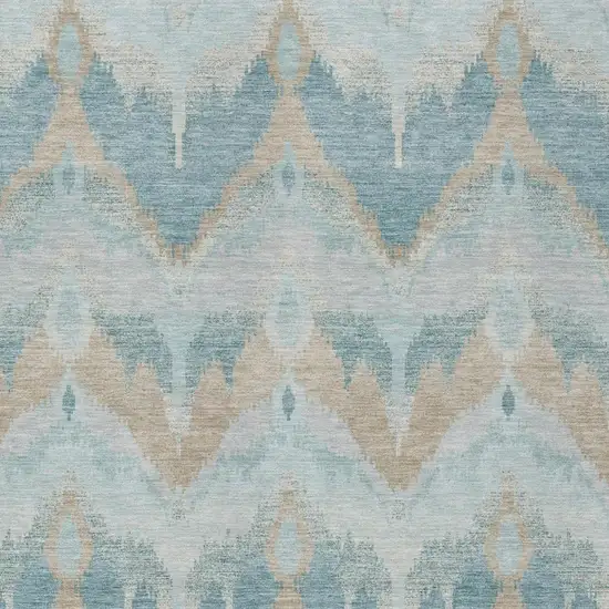 Sky Blue And Blue Abstract Washable Indoor Outdoor Area Rug Photo 2
