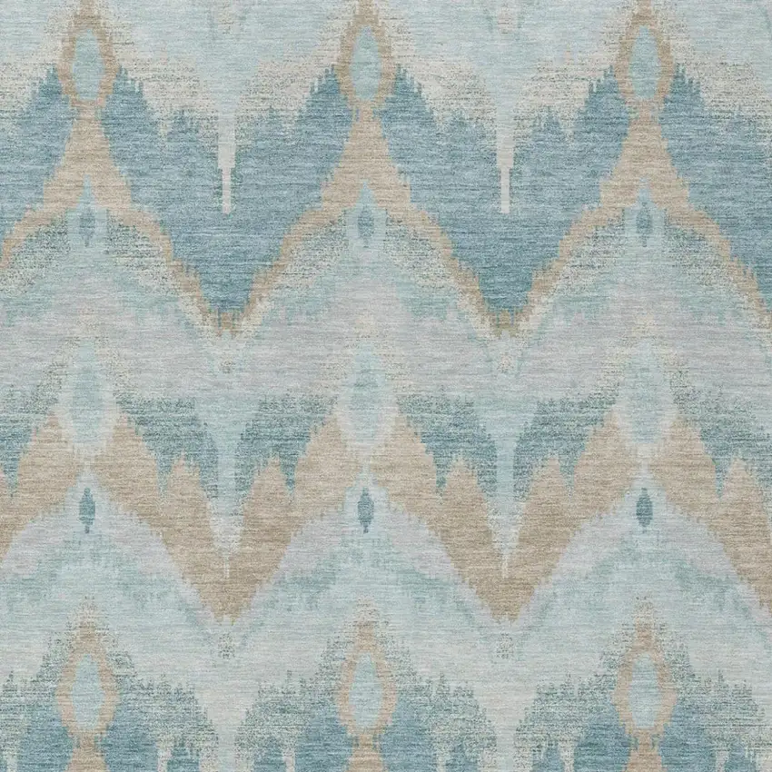 Sky Blue And Blue Abstract Washable Indoor Outdoor Area Rug Photo 2