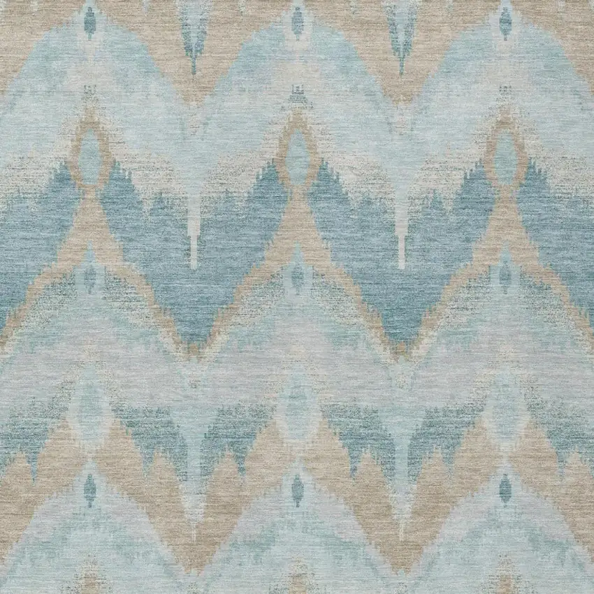 Sky Blue And Blue Abstract Washable Indoor Outdoor Area Rug Photo 3