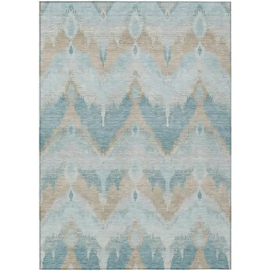 Sky Blue And Blue Abstract Washable Indoor Outdoor Area Rug Photo 1