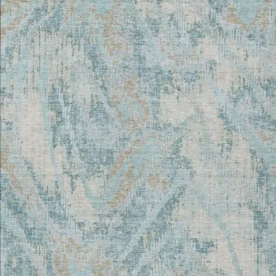 Sky Blue And Blue Abstract Washable Indoor Outdoor Area Rug Photo 2