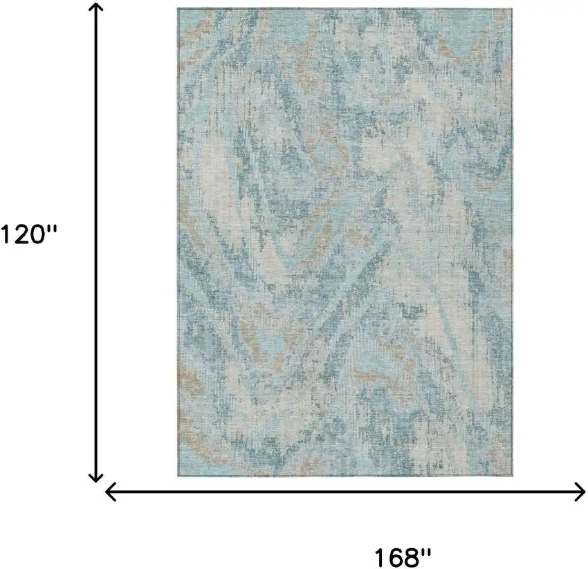 Sky Blue And Blue Abstract Washable Indoor Outdoor Area Rug Photo 6