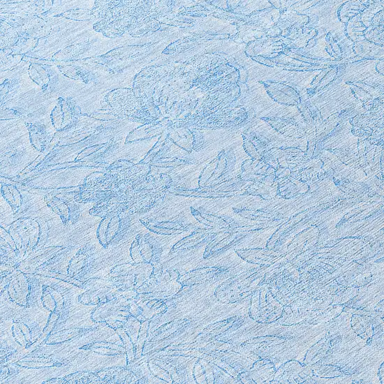 Sky Blue And Blue Floral Washable Indoor Outdoor Area Rug Photo 8