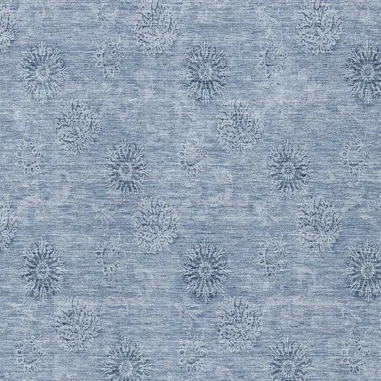 Sky Blue And Blue Floral Washable Indoor Outdoor Area Rug Photo 5