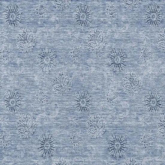 Sky Blue And Blue Floral Washable Indoor Outdoor Area Rug Photo 6