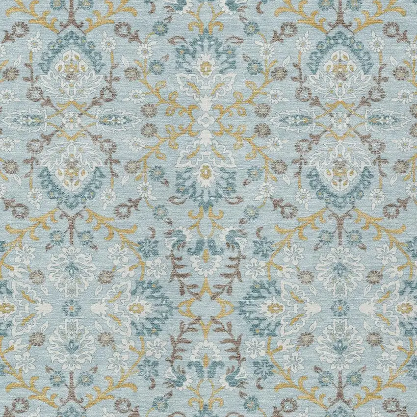 Sky Blue And Blue Geometric Washable Indoor Outdoor Area Rug Photo 2