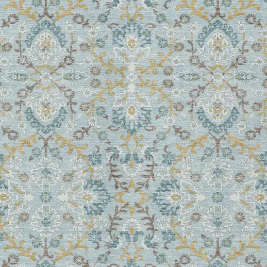 Sky Blue And Blue Geometric Washable Indoor Outdoor Area Rug Photo 2