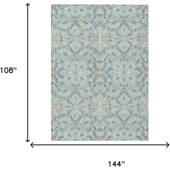 Sky Blue And Blue Geometric Washable Indoor Outdoor Area Rug Photo 6