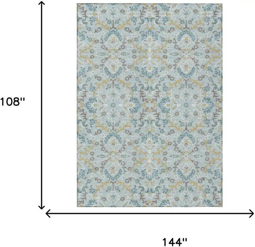 Sky Blue And Blue Geometric Washable Indoor Outdoor Area Rug Photo 6