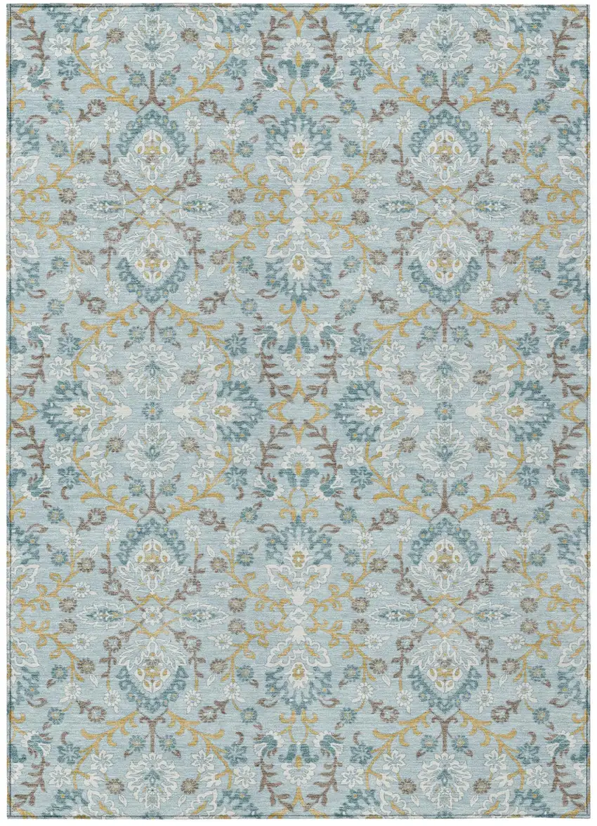 Sky Blue And Blue Geometric Washable Indoor Outdoor Area Rug Photo 1