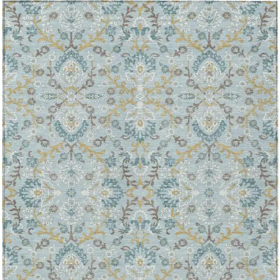 Sky Blue And Blue Geometric Washable Indoor Outdoor Area Rug Photo 3