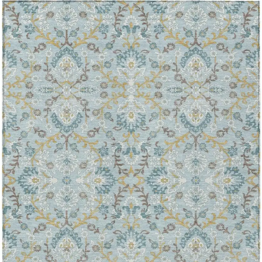Sky Blue And Blue Geometric Washable Indoor Outdoor Area Rug Photo 3