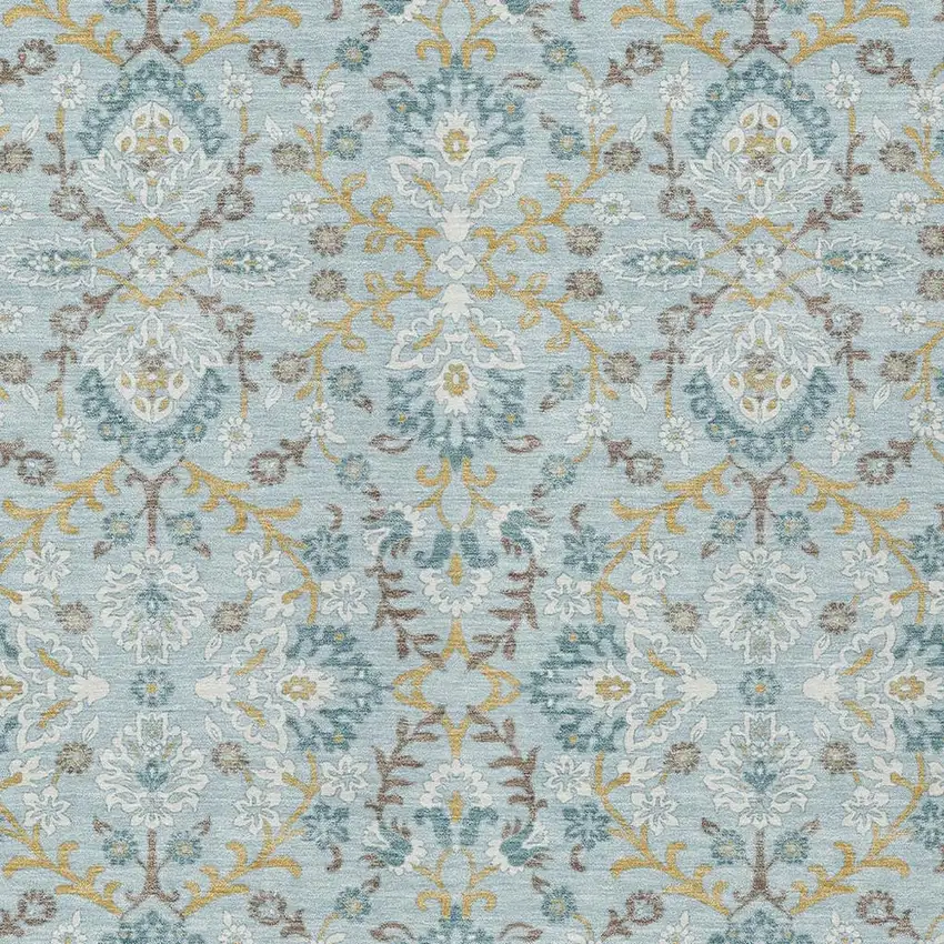 Sky Blue And Blue Geometric Washable Indoor Outdoor Area Rug Photo 2