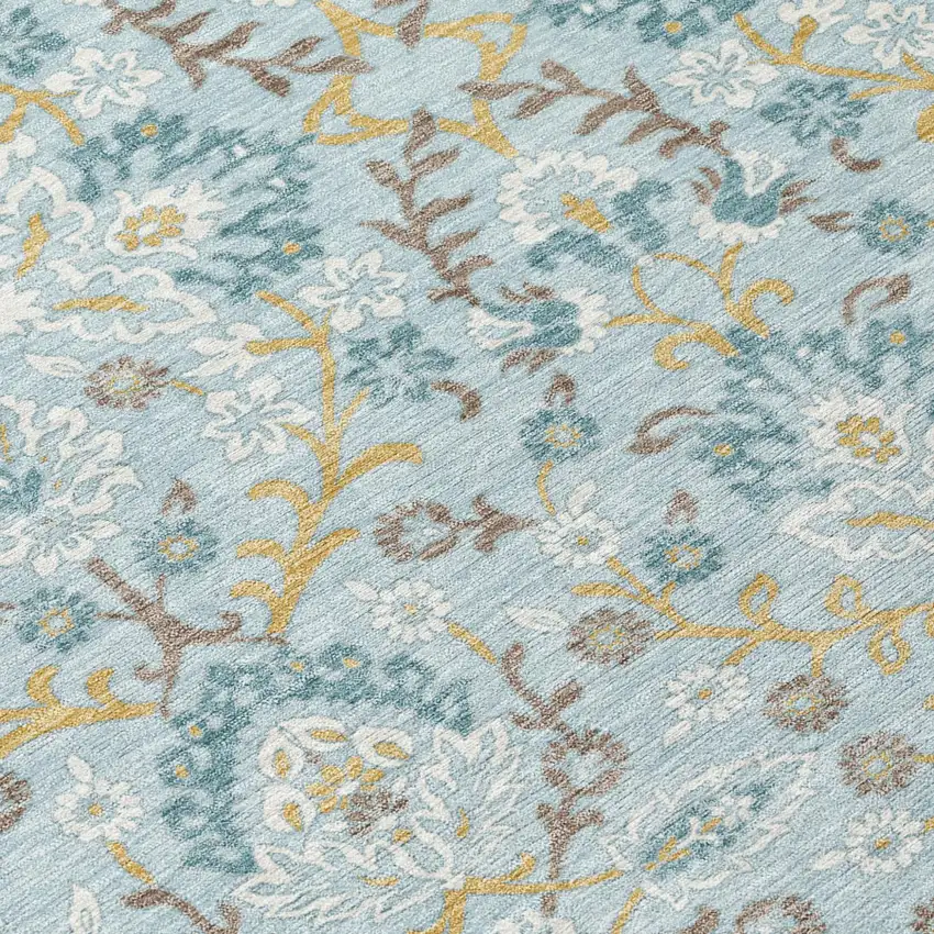 Sky Blue And Blue Geometric Washable Indoor Outdoor Area Rug Photo 5