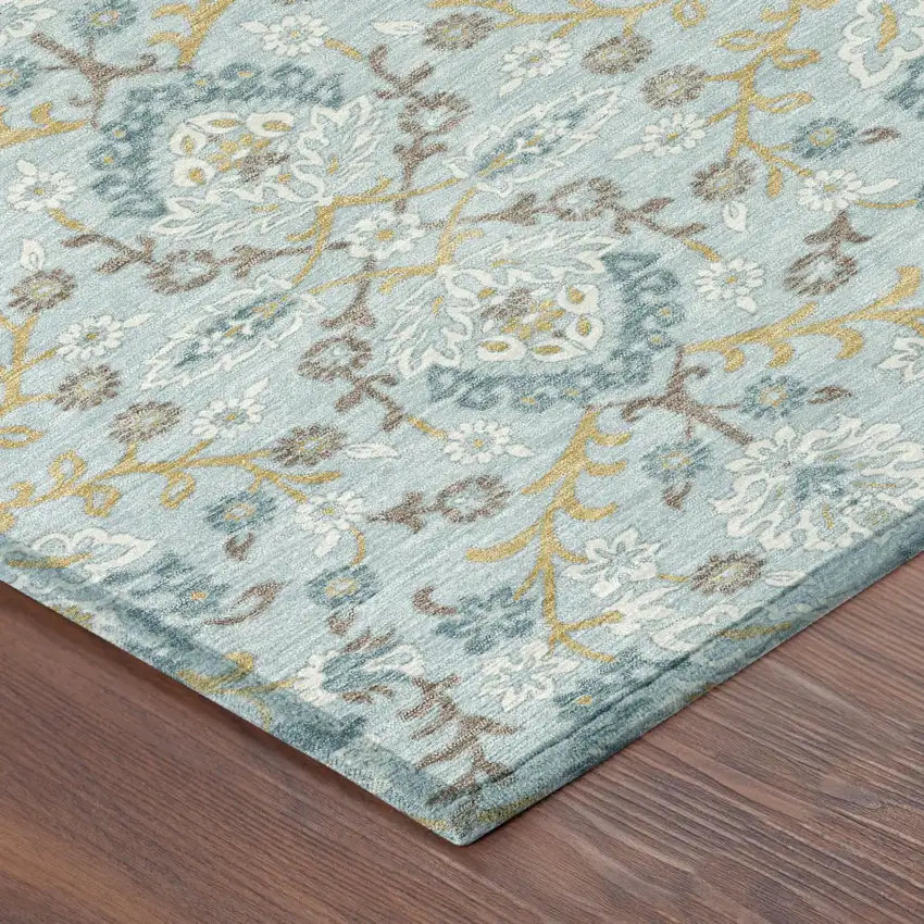 Sky Blue And Blue Geometric Washable Indoor Outdoor Area Rug Photo 4