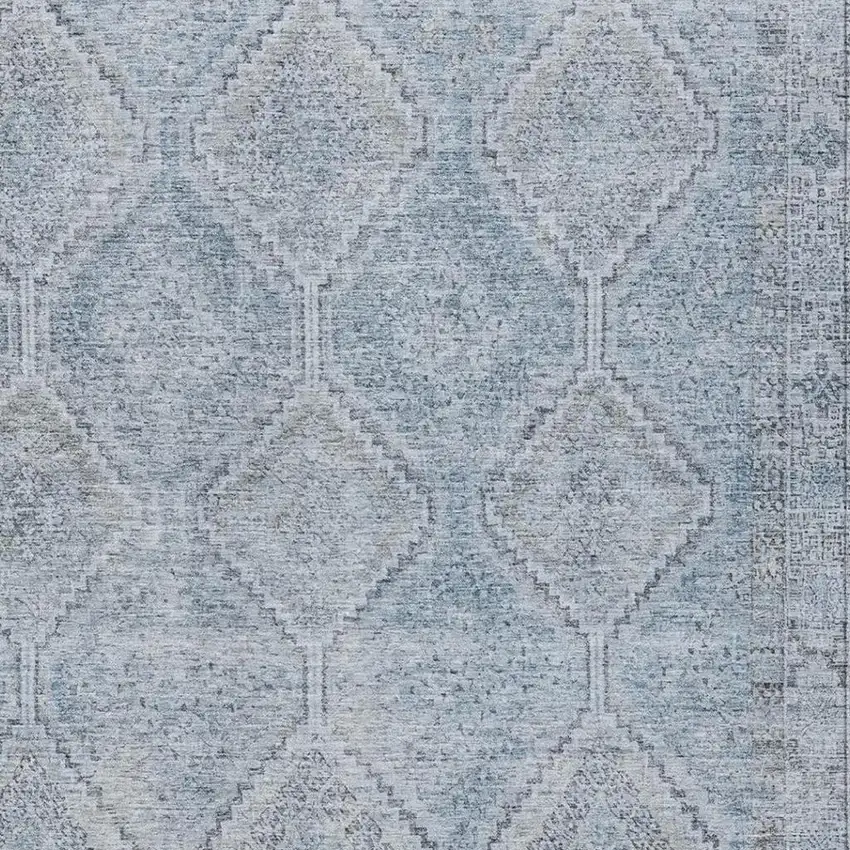 Sky Blue And Blue Geometric Washable Indoor Outdoor Area Rug Photo 3