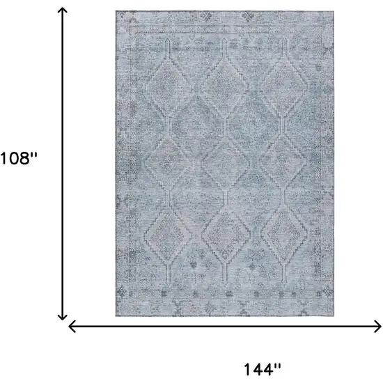 Sky Blue And Blue Geometric Washable Indoor Outdoor Area Rug Photo 7