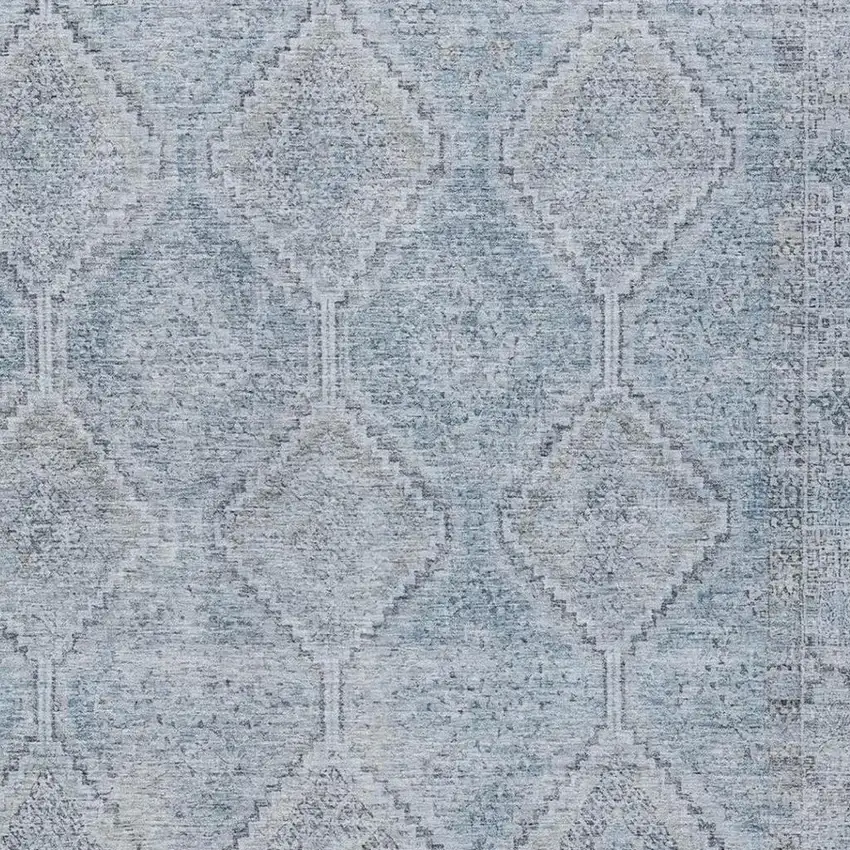 Sky Blue And Blue Geometric Washable Indoor Outdoor Area Rug Photo 3