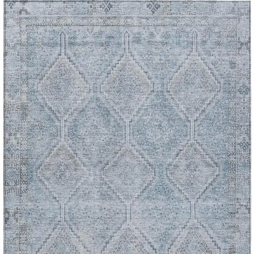 Sky Blue And Blue Geometric Washable Indoor Outdoor Area Rug Photo 4