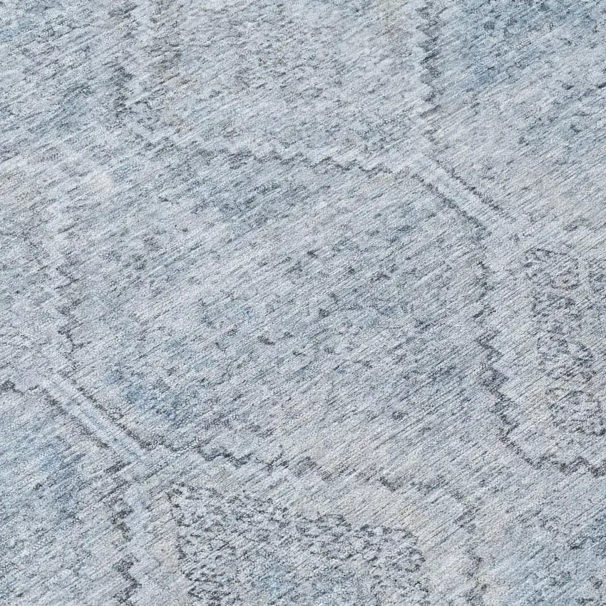 Sky Blue And Blue Geometric Washable Indoor Outdoor Area Rug Photo 6