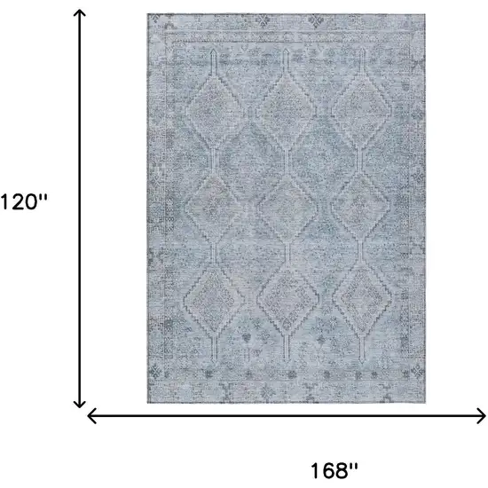 Sky Blue And Blue Geometric Washable Indoor Outdoor Area Rug Photo 7