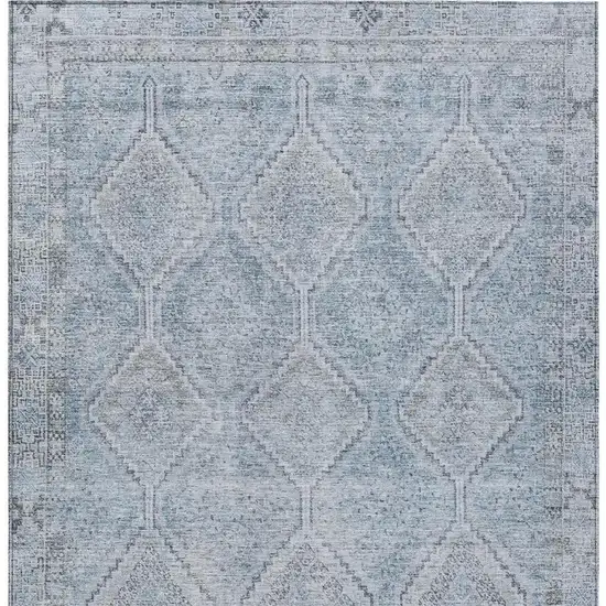 Sky Blue And Blue Geometric Washable Indoor Outdoor Area Rug Photo 4