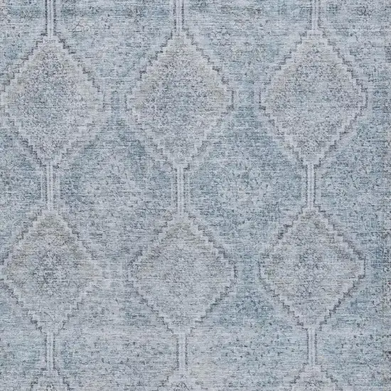 Sky Blue And Blue Geometric Washable Indoor Outdoor Area Rug Photo 3