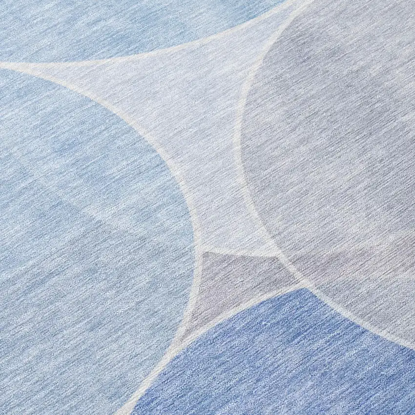 Sky Blue And Blue Geometric Washable Indoor Outdoor Area Rug Photo 6