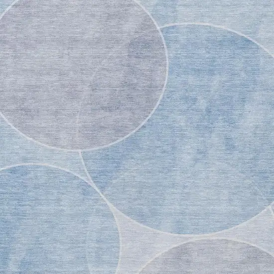 Sky Blue And Blue Geometric Washable Indoor Outdoor Area Rug Photo 3