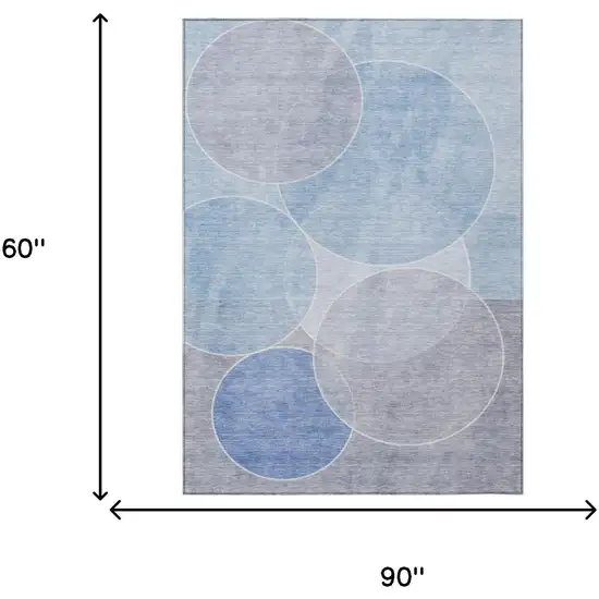 Sky Blue And Blue Geometric Washable Indoor Outdoor Area Rug Photo 7