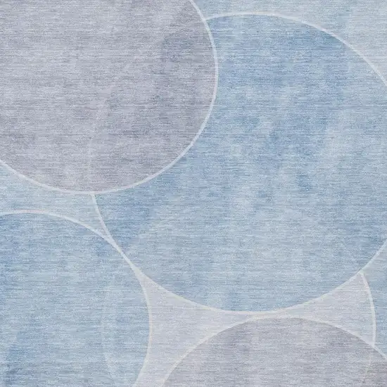 Sky Blue And Blue Geometric Washable Indoor Outdoor Area Rug Photo 3