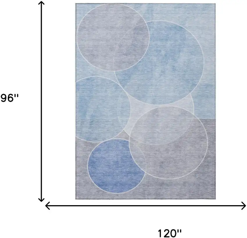 Sky Blue And Blue Geometric Washable Indoor Outdoor Area Rug Photo 7