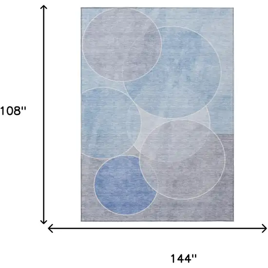 Sky Blue And Blue Geometric Washable Indoor Outdoor Area Rug Photo 7