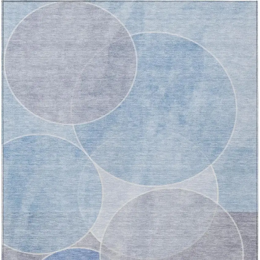Sky Blue And Blue Geometric Washable Indoor Outdoor Area Rug Photo 4