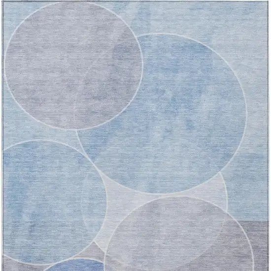 Sky Blue And Blue Geometric Washable Indoor Outdoor Area Rug Photo 4
