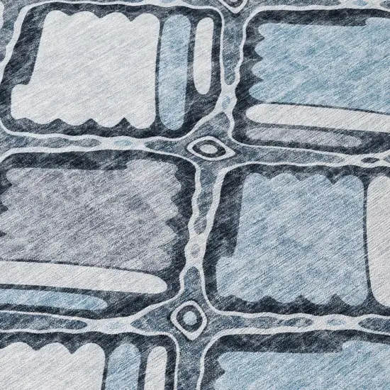 Sky Blue And Blue Geometric Washable Indoor Outdoor Area Rug Photo 4